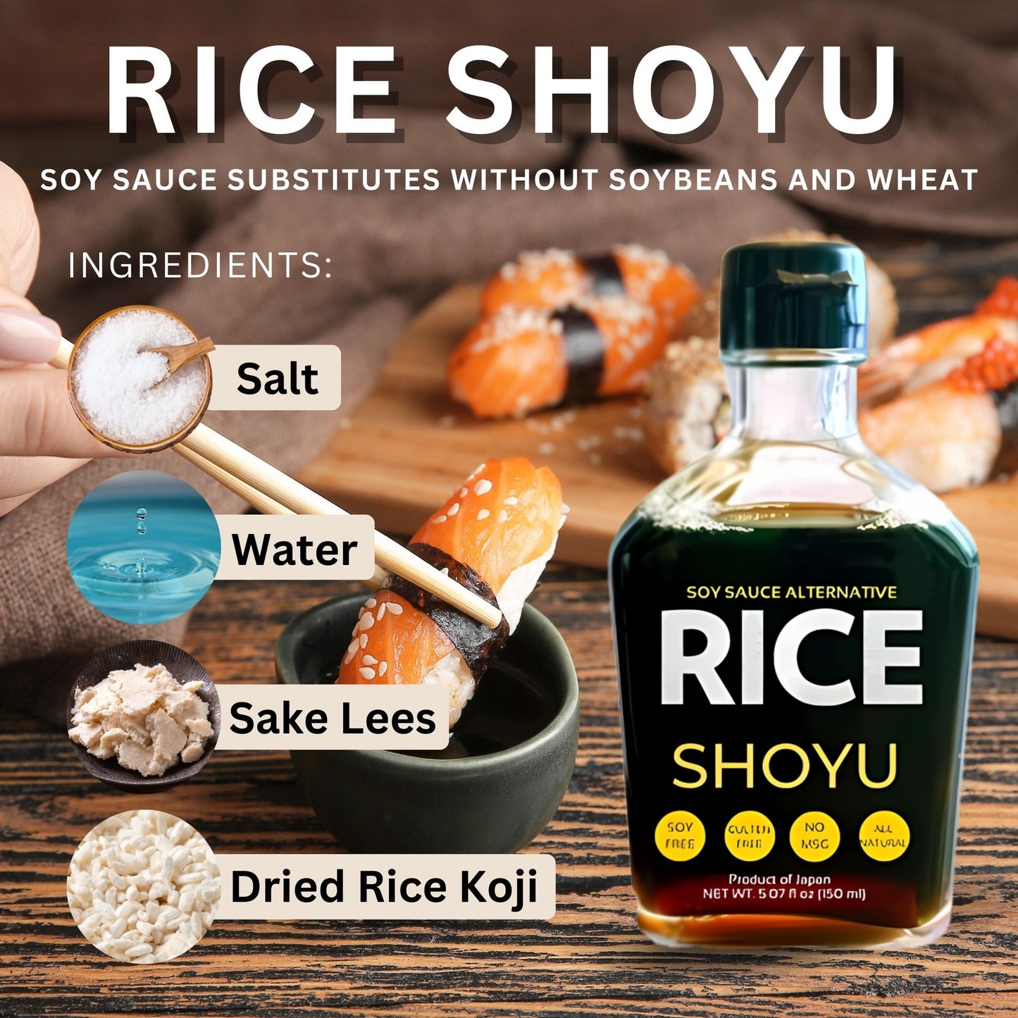 Umami Shoyu - Rice Shoyu, Soy Sauce Alternative 5.07oz (150 ml)