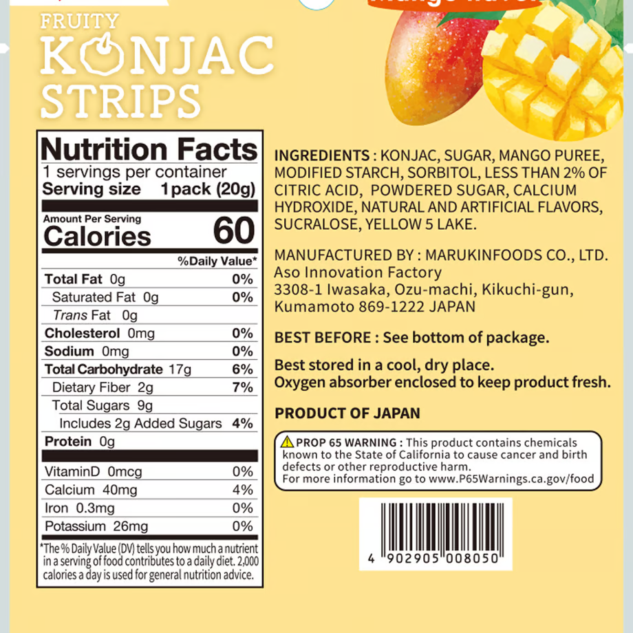 B-GENKi Fruity Konjac Strips Mango 0.7oz (20g)