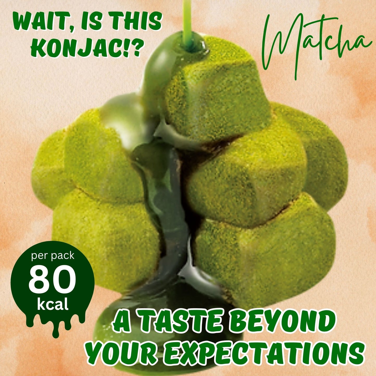 B-GENKi Mochikon Matcha, Mochi-Like Chewy Dessert 100g