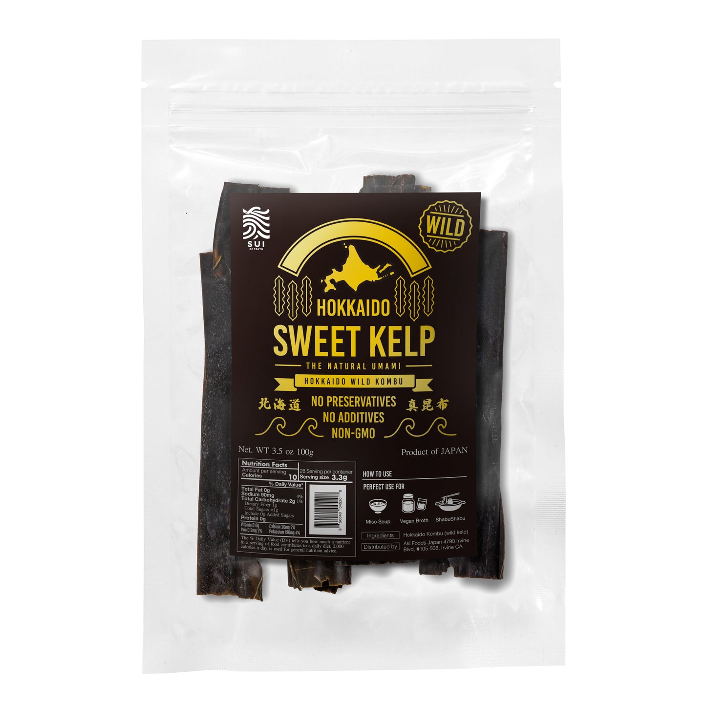 SUI of Tokyo Hokkaido Sweet Kelp, Wild Kombu from Hokkaido 3.5oz